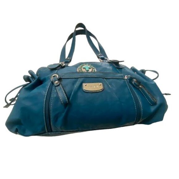 STRADA Pebbled Leather Handbag with Silver Hardware Multiple Pockets - Picture 2 of 7